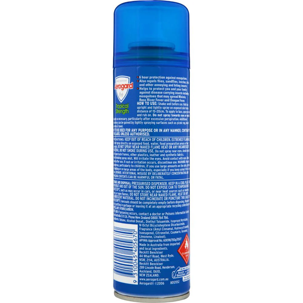 Aerogard Tropical Strength Insect Repellent Aerosol Spray 150g - Image 3