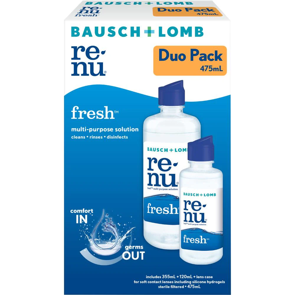 Bausch + Lomb Renu Fresh Multi Purpose Solution Duo Pack with Lens Case 355ml + 120ml - Image 3