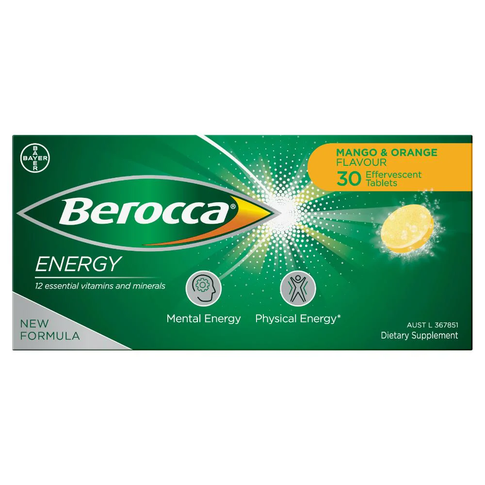 Berocca Energy Mango & Orange Effervescent Tablets 30s - Image 2