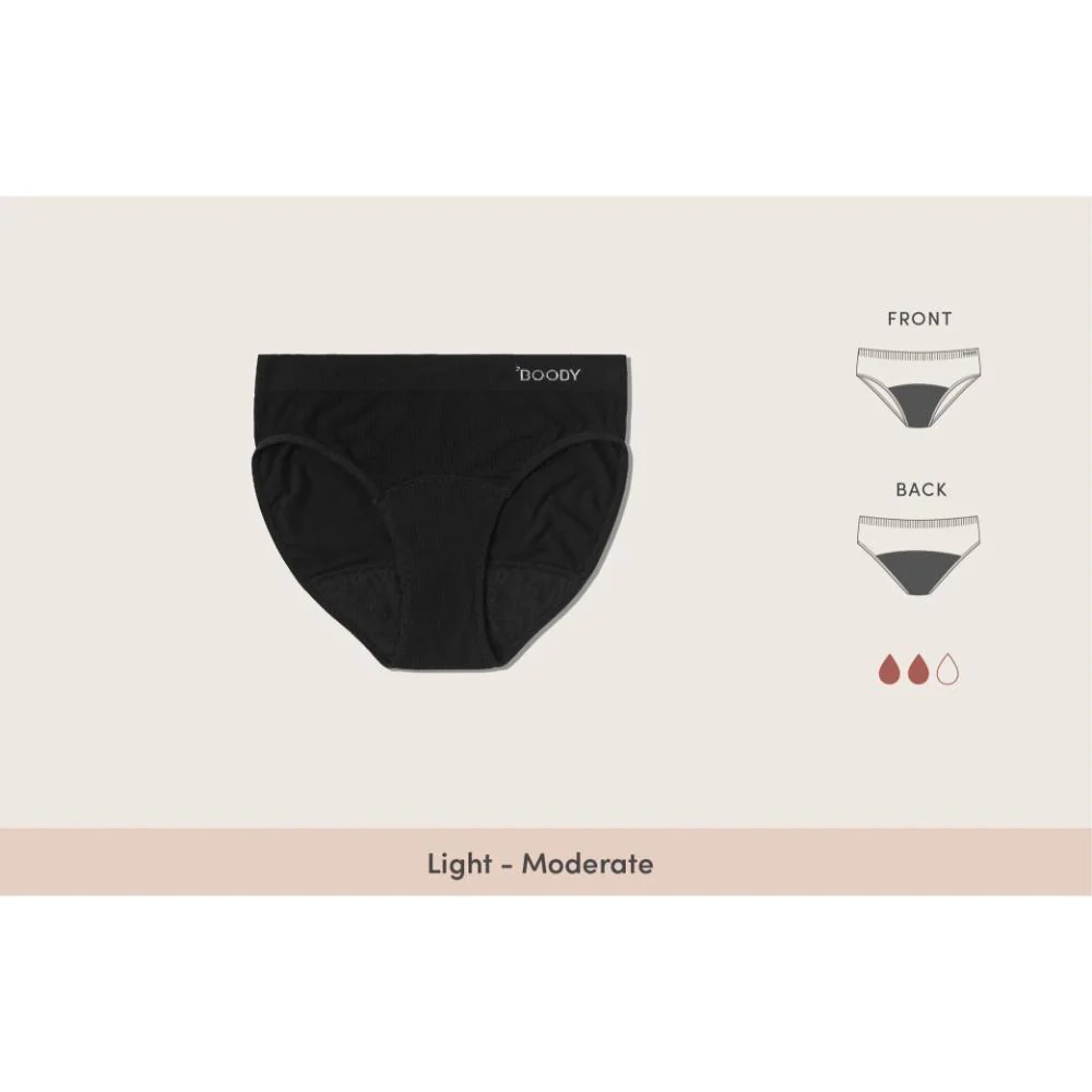 Boody Womens Period Classic Bikini Light - Moderate M Black - Image 3