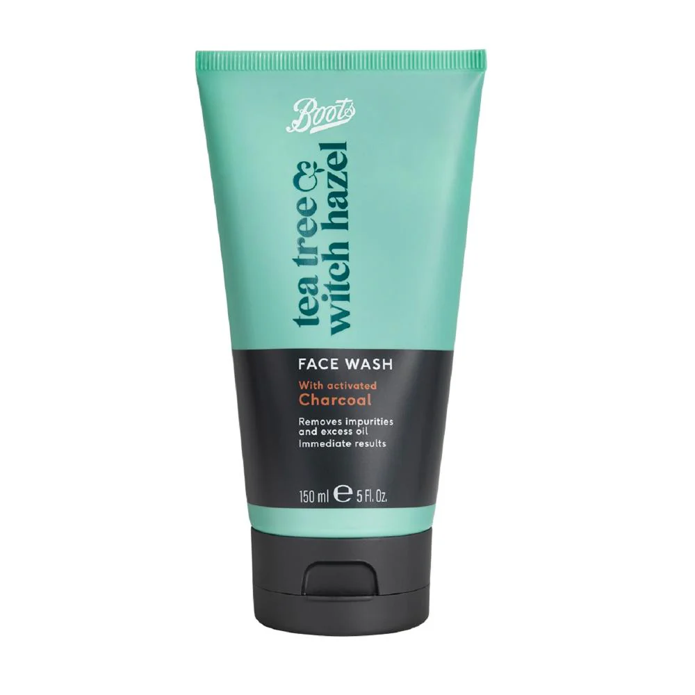 Boots Tea Tree & Witch Hazel With Active Charcoal Facial Wash 150ml - Image 2