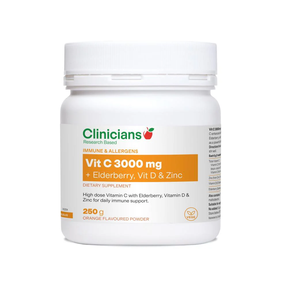 Clinicians Vit C 3000mg Elderberry Vit D Zinc 250g - Image 3