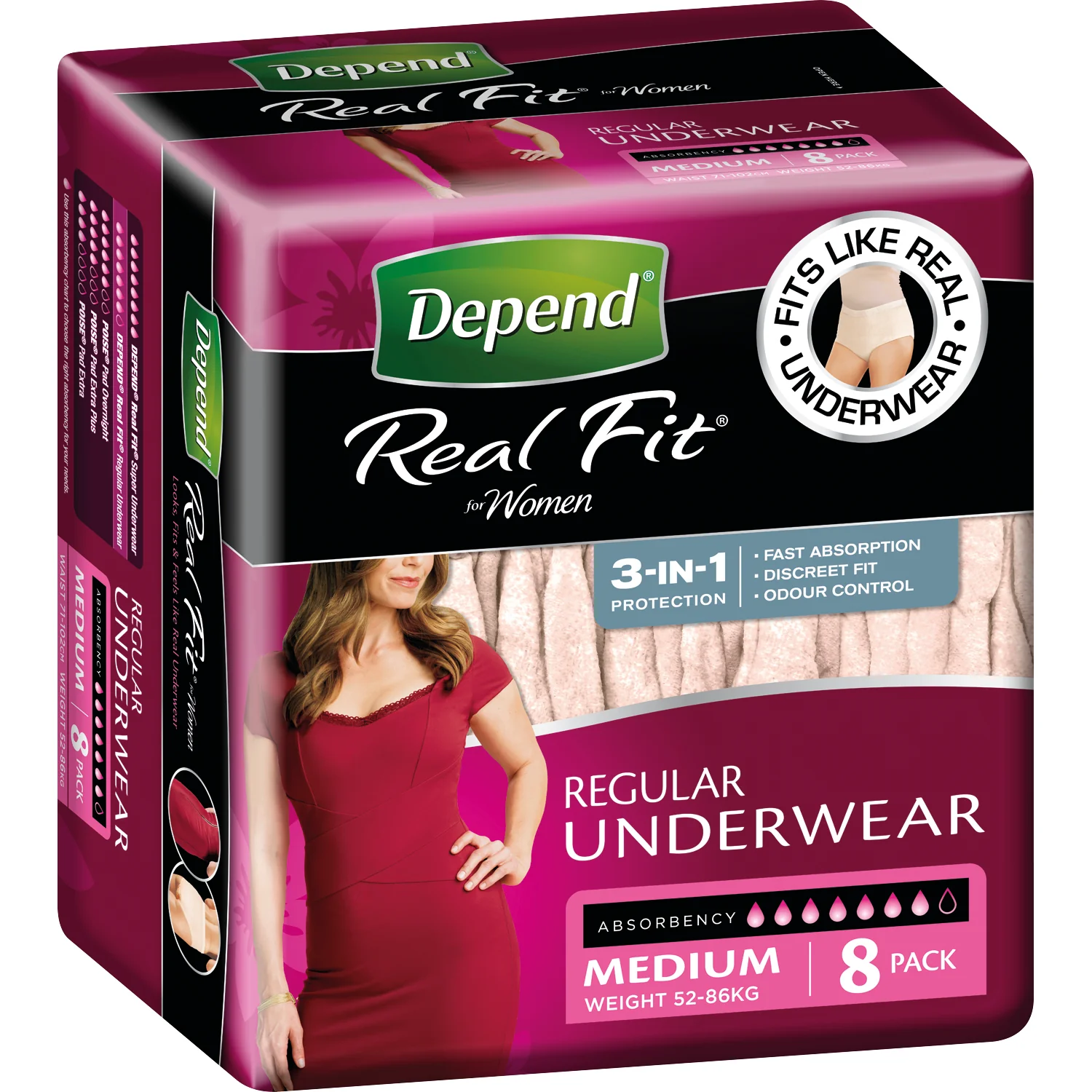 Depend REALFIT Medium Womens 8pk