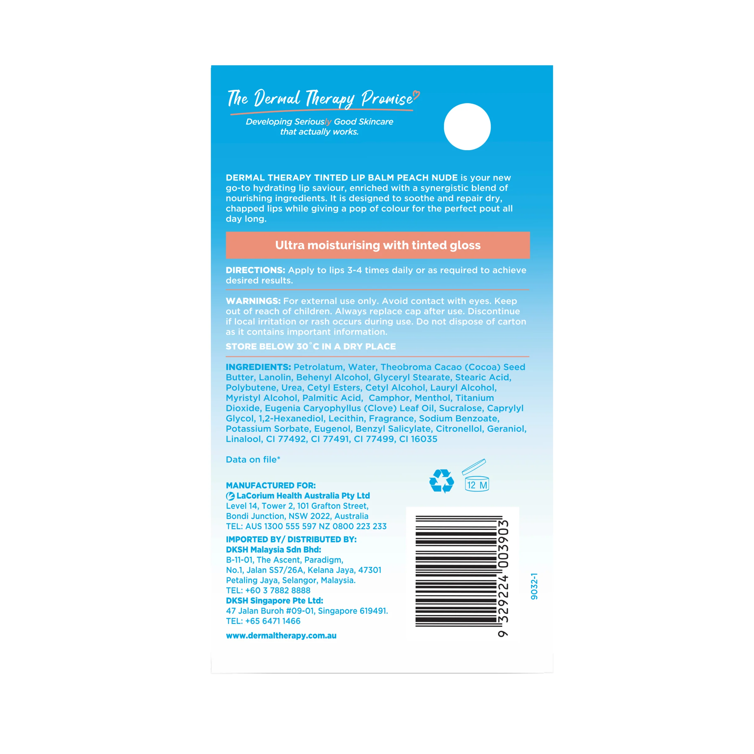 Dermal Therapy Lip Balm Tint Peach Nude 8g - Image 4