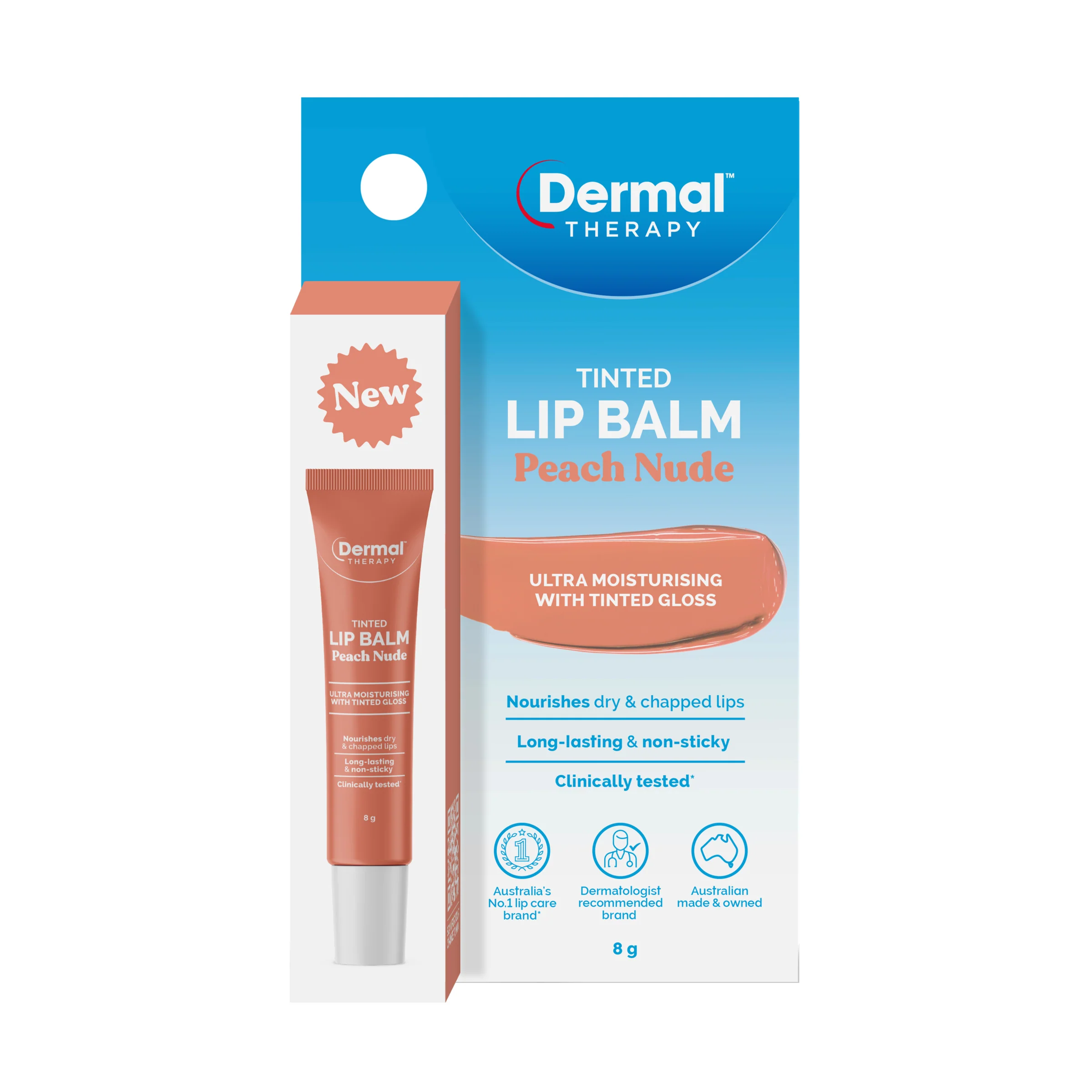 Dermal Therapy Lip Balm Tint Peach Nude 8g - Image 5
