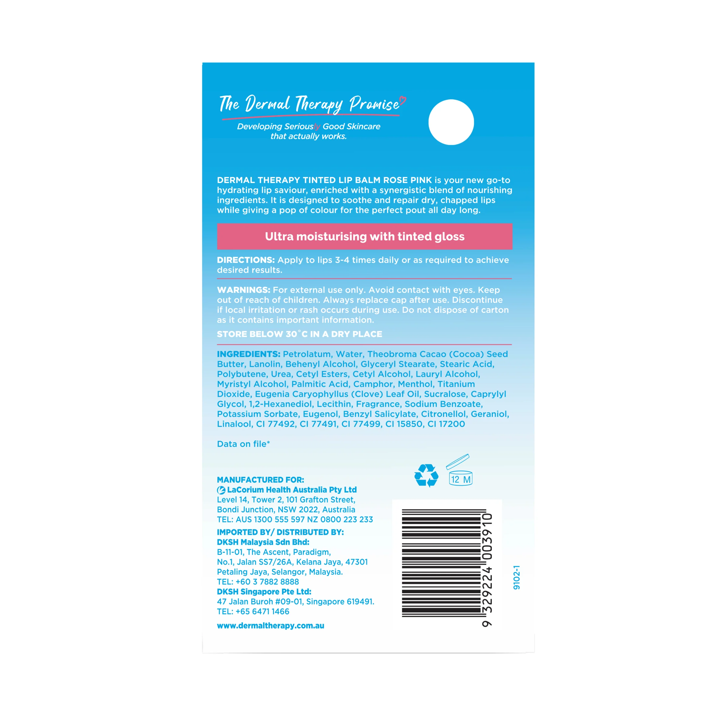 Dermal Therapy Lip Balm Tint Rose Pink 8g - Image 4