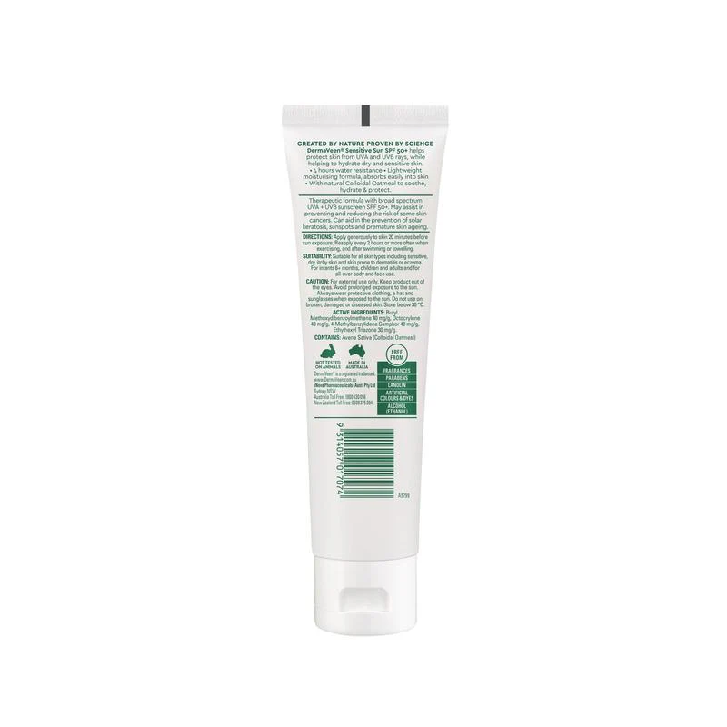 DermaVeen Sensitive Sun SPF50+ Moisturising Face & Body Sunscreen 100g - Image 2