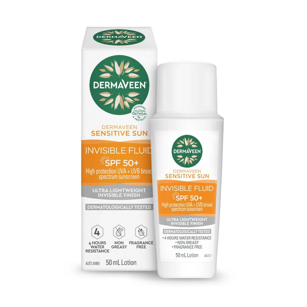 DermaVeen Sensitive Sun SPF50+ Moisturising Invisible Face Fluid 50ml - Image 5