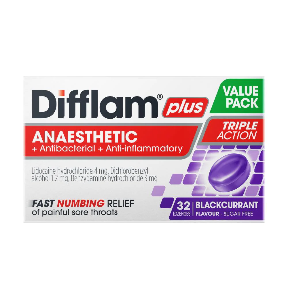 Difflam Plus Anaesthetic Blackcurrant Lozenges 32s - Image 2