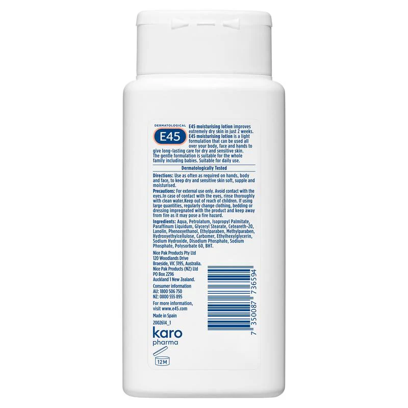 E45 Moisturising Lotion for Dry Skin 200ml - Image 2