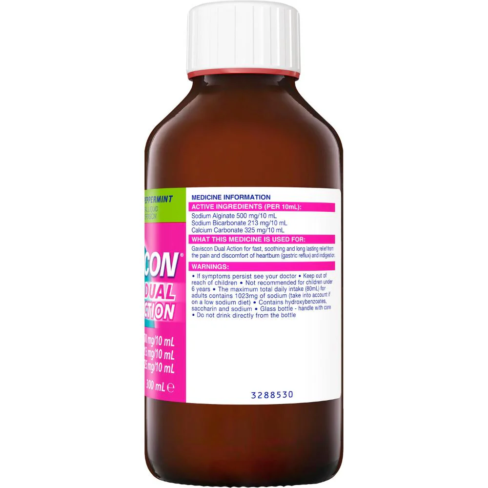 Gaviscon Dual Action Liquid Peppermint 300ml - Image 3
