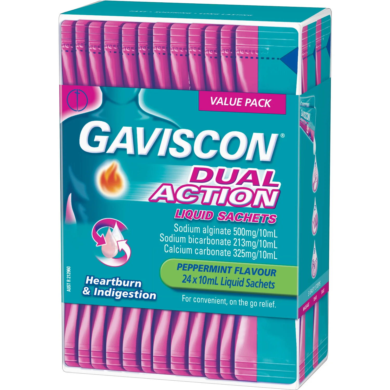 Gaviscon Dual Action Liquid Peppermint Sachet 10ml 24s - Image 3