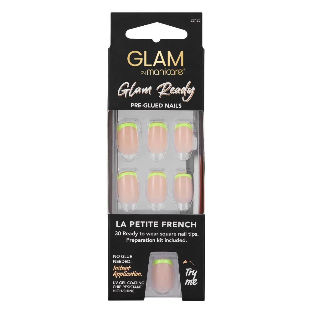 Glam by Manicare Glam Ready Pre-Glued Nails La Petite French 30pcs