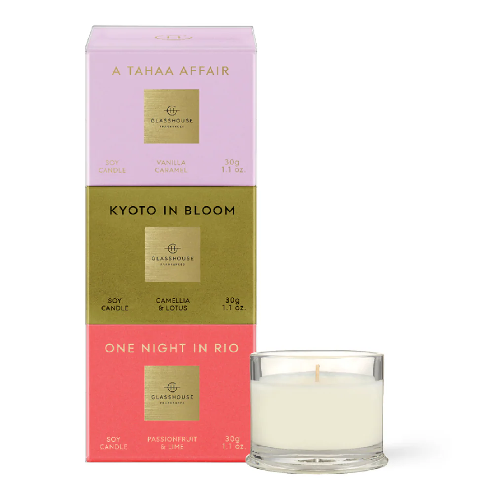 Glasshouse A Tahaa Affair Kyoto in Bloom One Night in Rio Candle Trio 3pcs - Image 2