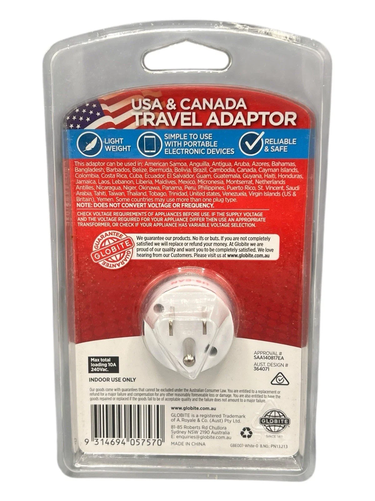 Globite Outbound USA and Canada Travel Adaptor - Image 3