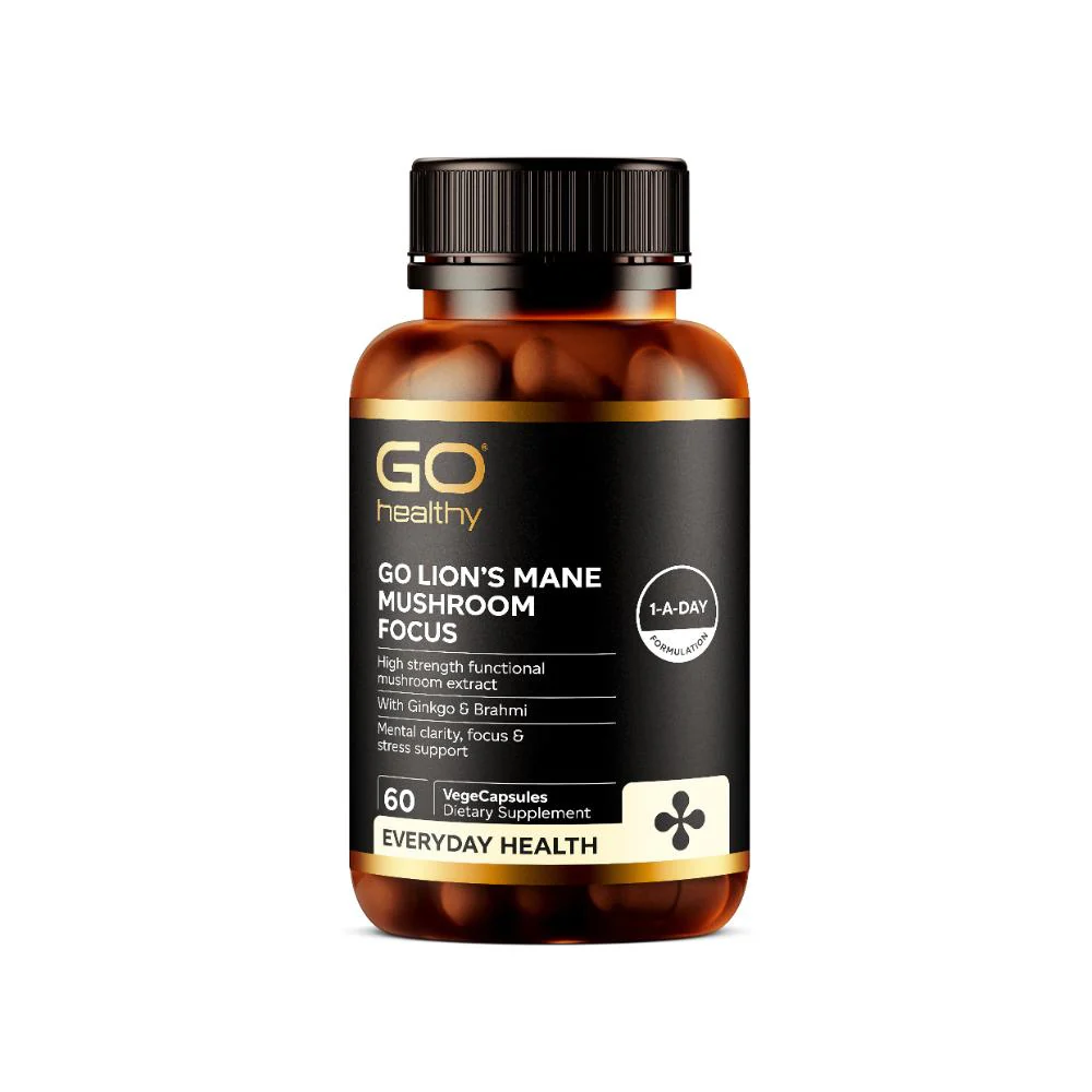 GO Healthy GO Lions Mane Mushroom Focus VegeCapsules 60s - Image 5