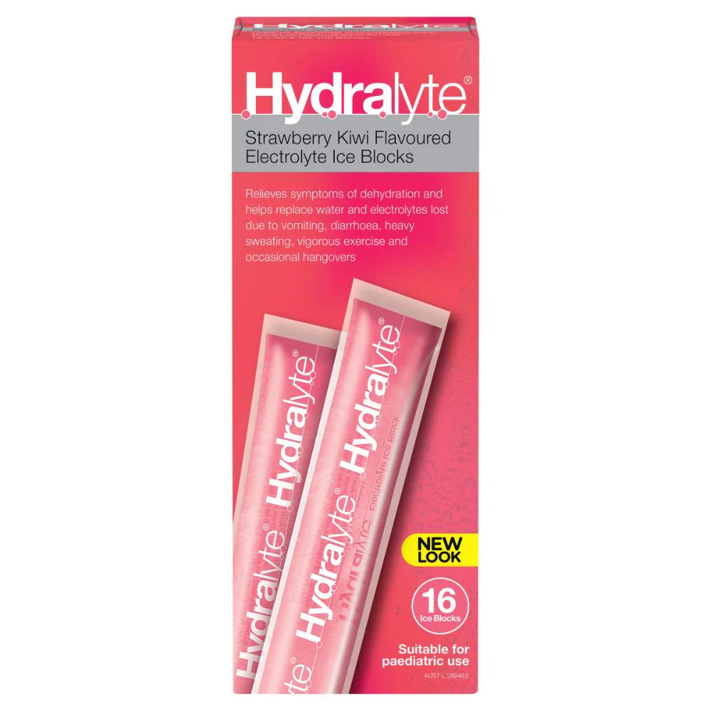 Hydralyte Strawberry Kiwi Ice Blocks 16pk