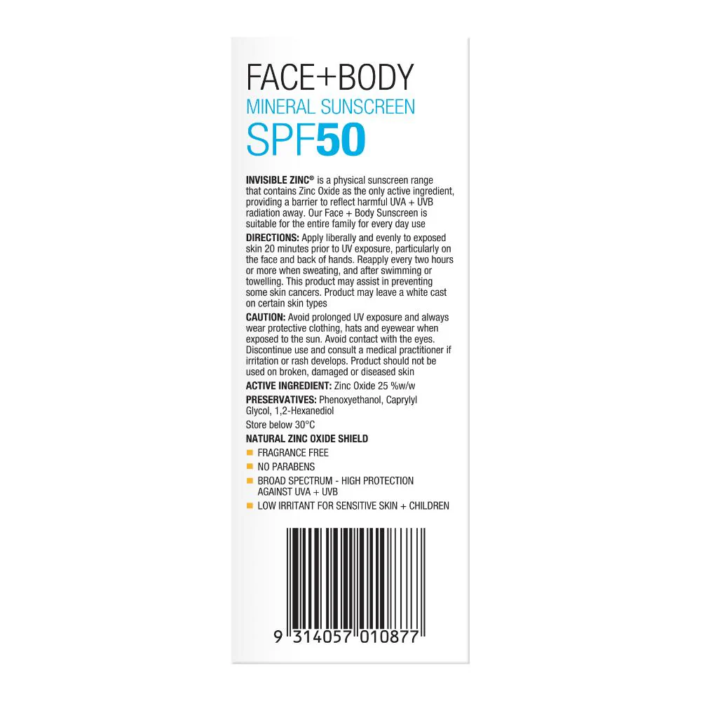Invisible Zinc Face and Body 2hr Water Resistant SPF50 75g - Image 4
