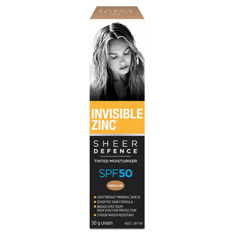 Invisible Zinc Sheer Defence Tinted Moisturiser Light SPF50 50g - Image 2
