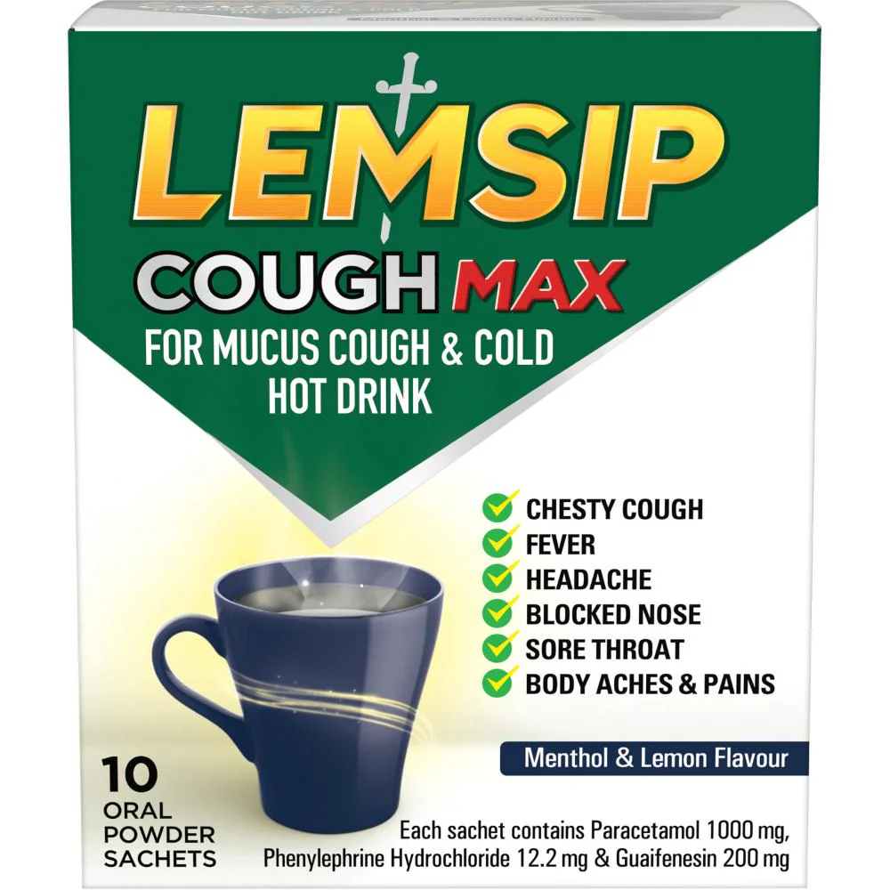 Lemsip Mucus Cough & Cold Hot Drink Menthol & Lemon 10pk