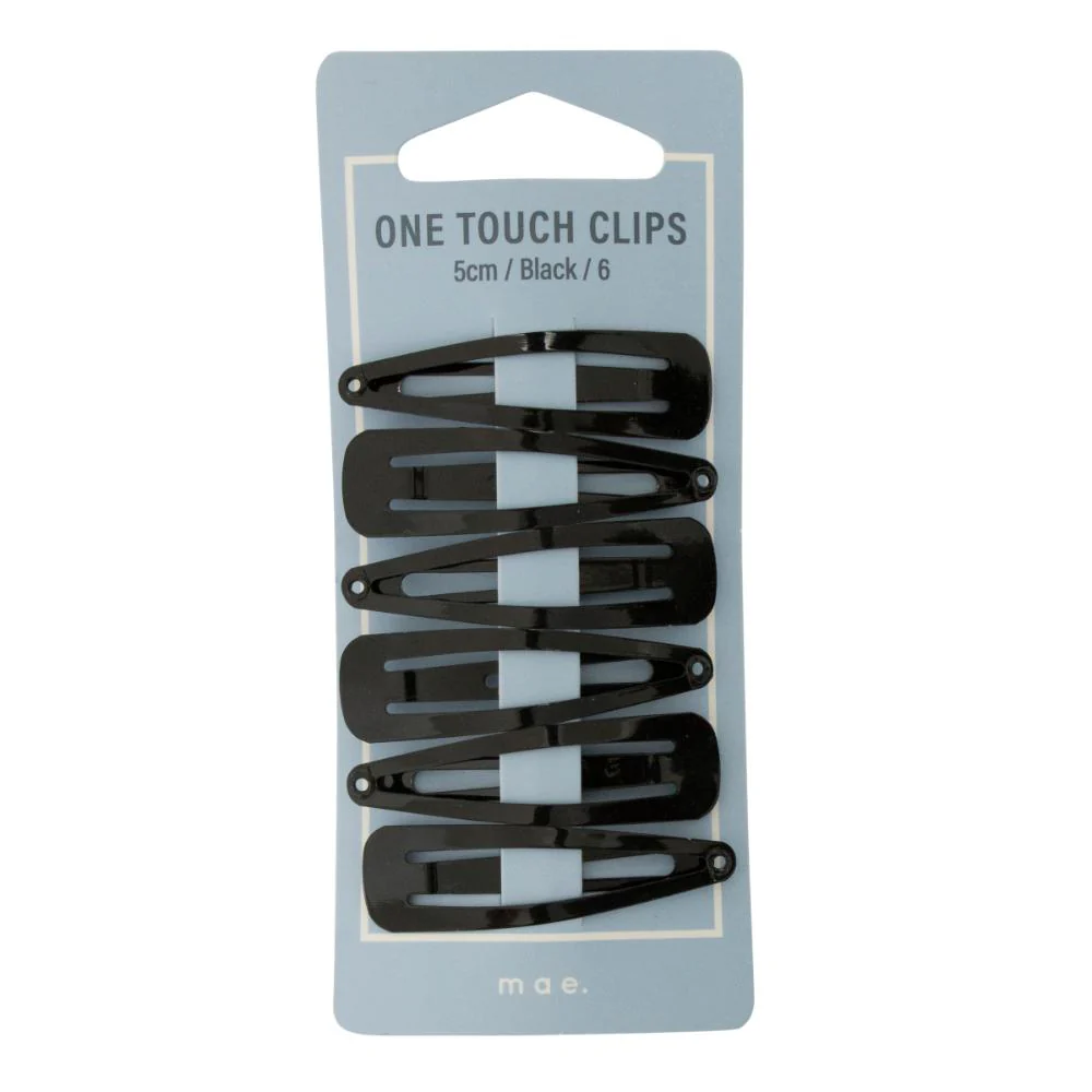 Mae One Touch Clips 5cm Black 6s