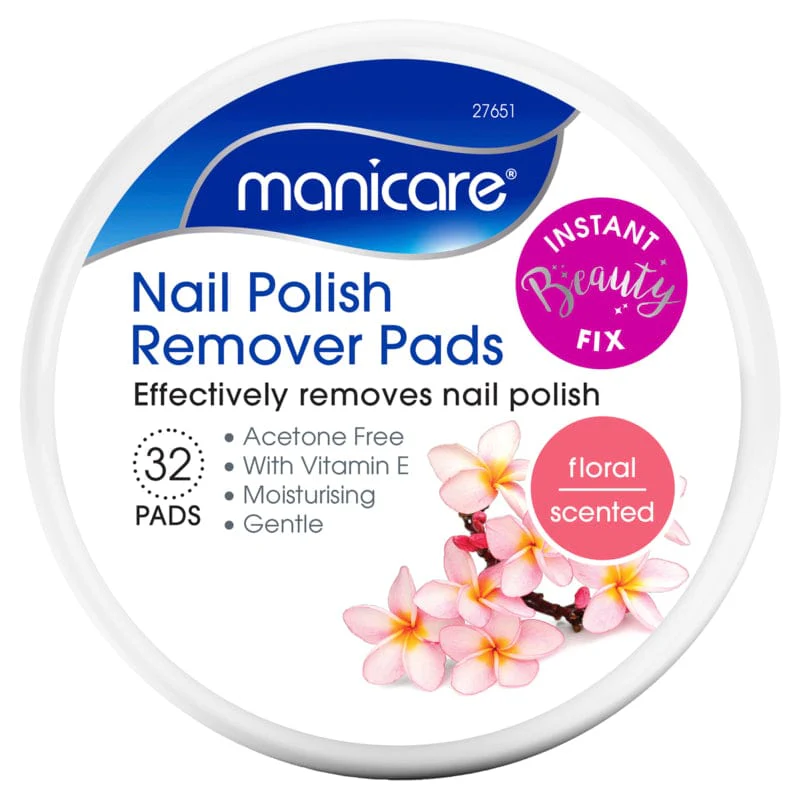 Manicare Nail Polish Remover Pads Floral 32pk