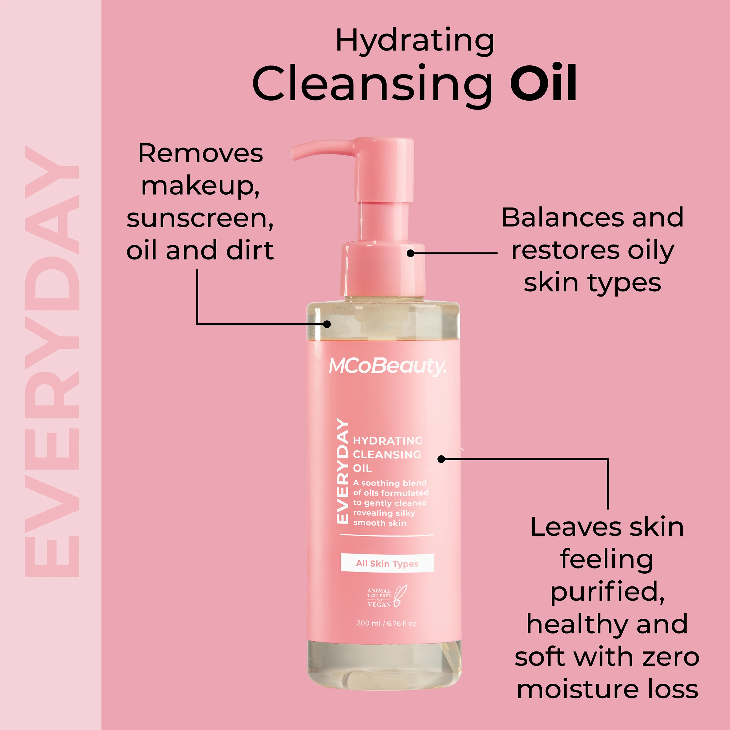 MCoBeauty EVERYDAY Hydrating Cleansing Oil 200ml - Image 3