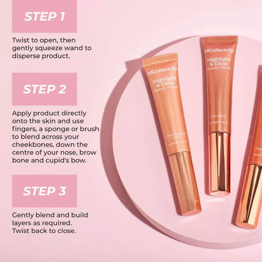 MCoBeauty Highlight & Glow Wand Pink Glow 1ea - Image 9