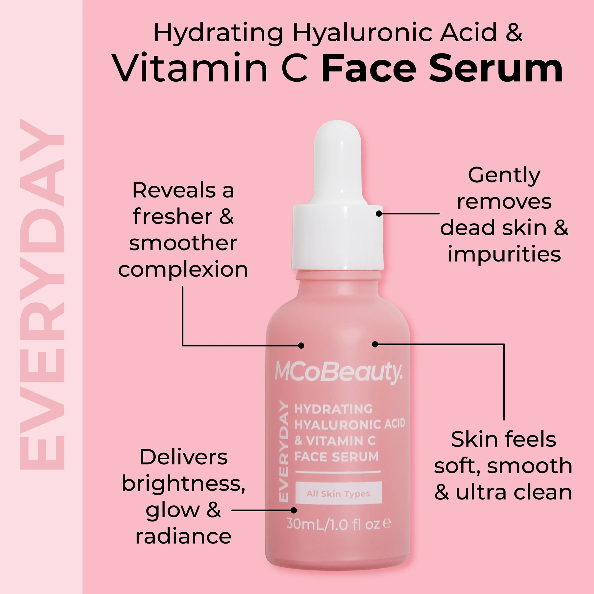 MCoBeauty Hydrating Hyaluronic Acid and Vitamin C Face Serum 30ml - Image 3