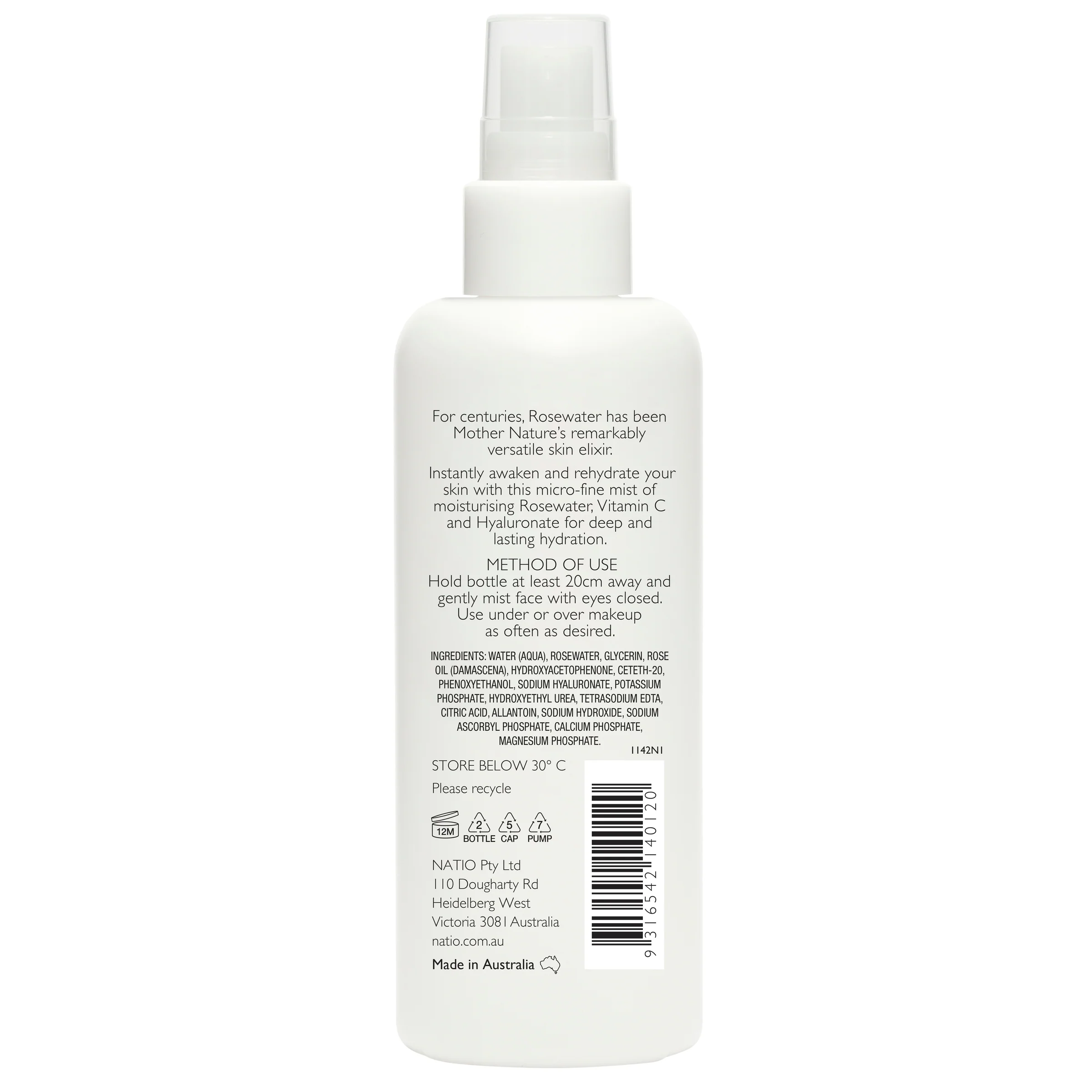 Natio Rosewater Drench Mineral Face Mist 200ml - Image 2