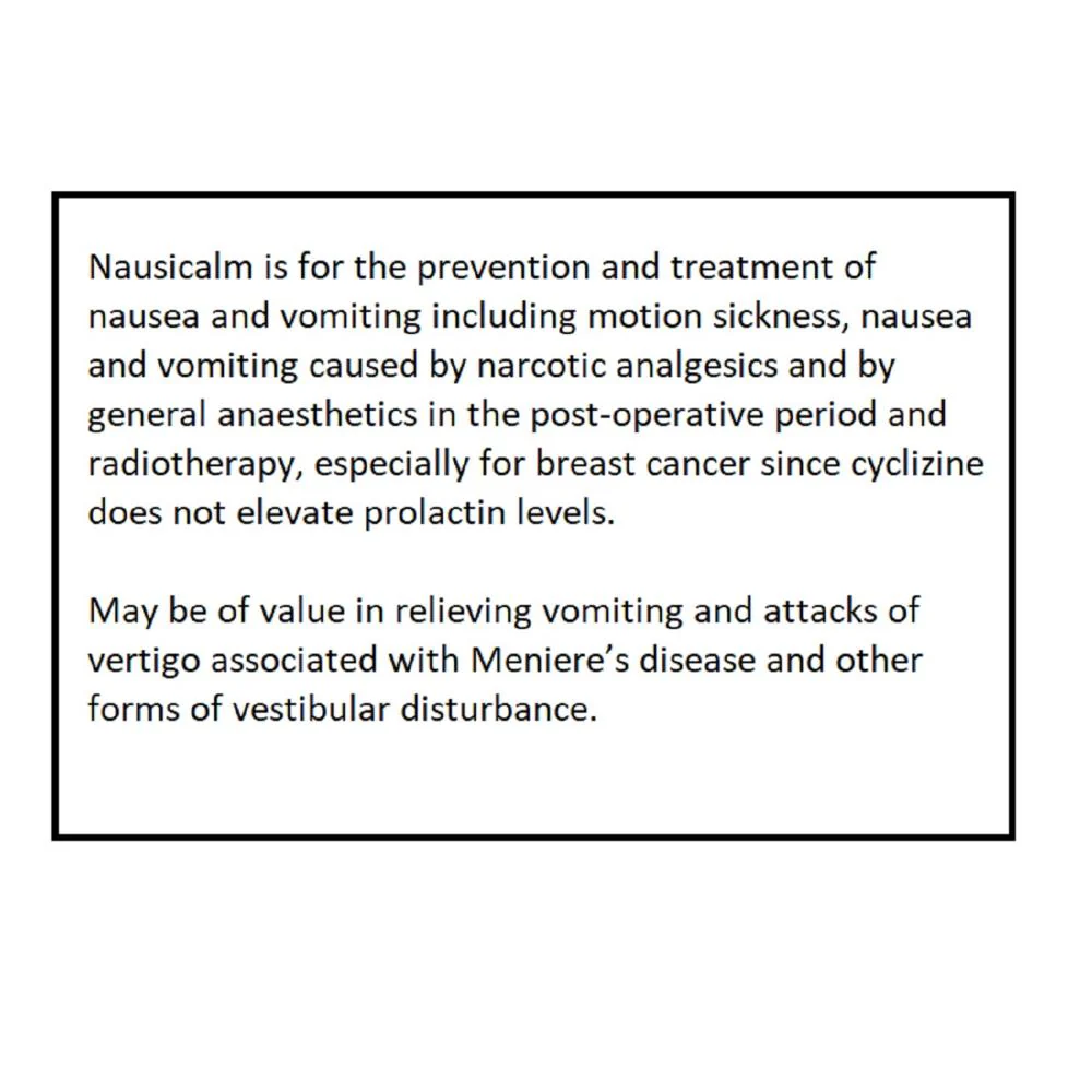 Nausicalm 50mg Tablets 6s (PHARMACIST ONLY MEDICINE) - Image 3