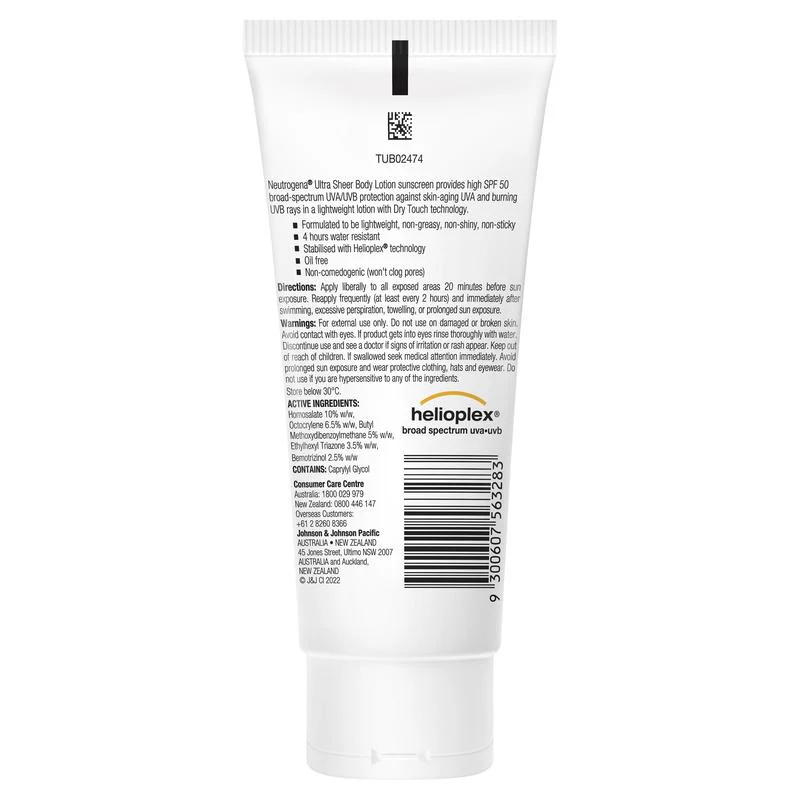 Neutrogena Ultra Sheer Body lotion SPF50 85ml - Image 3