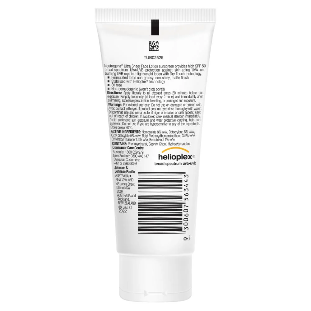 Neutrogena Ultra Sheer Face Lotion SPF50 88ml - Image 3