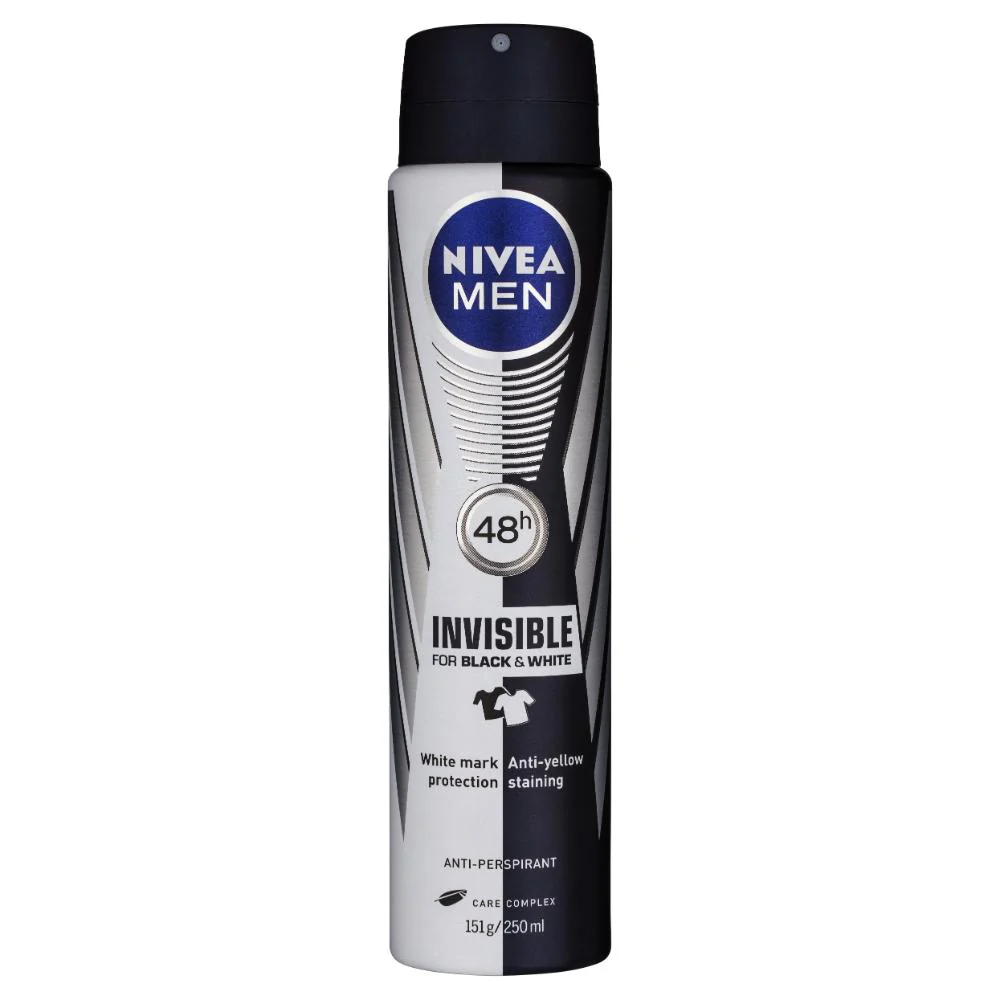 Nivea Men Deodorant Black & White Invisible Original Anti-Perspirant Aerosol 250ml - Image 2