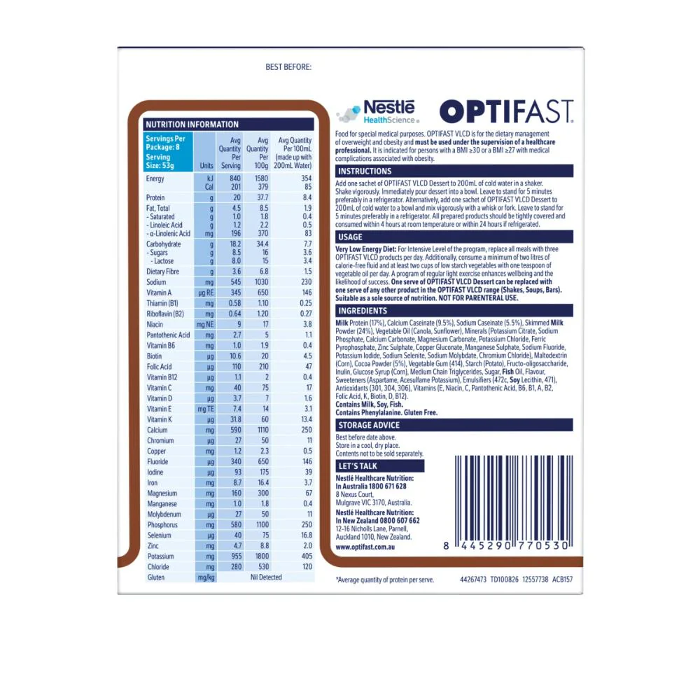 Optifast VLCD Dessert Chocolate 53g 8pk - Image 3