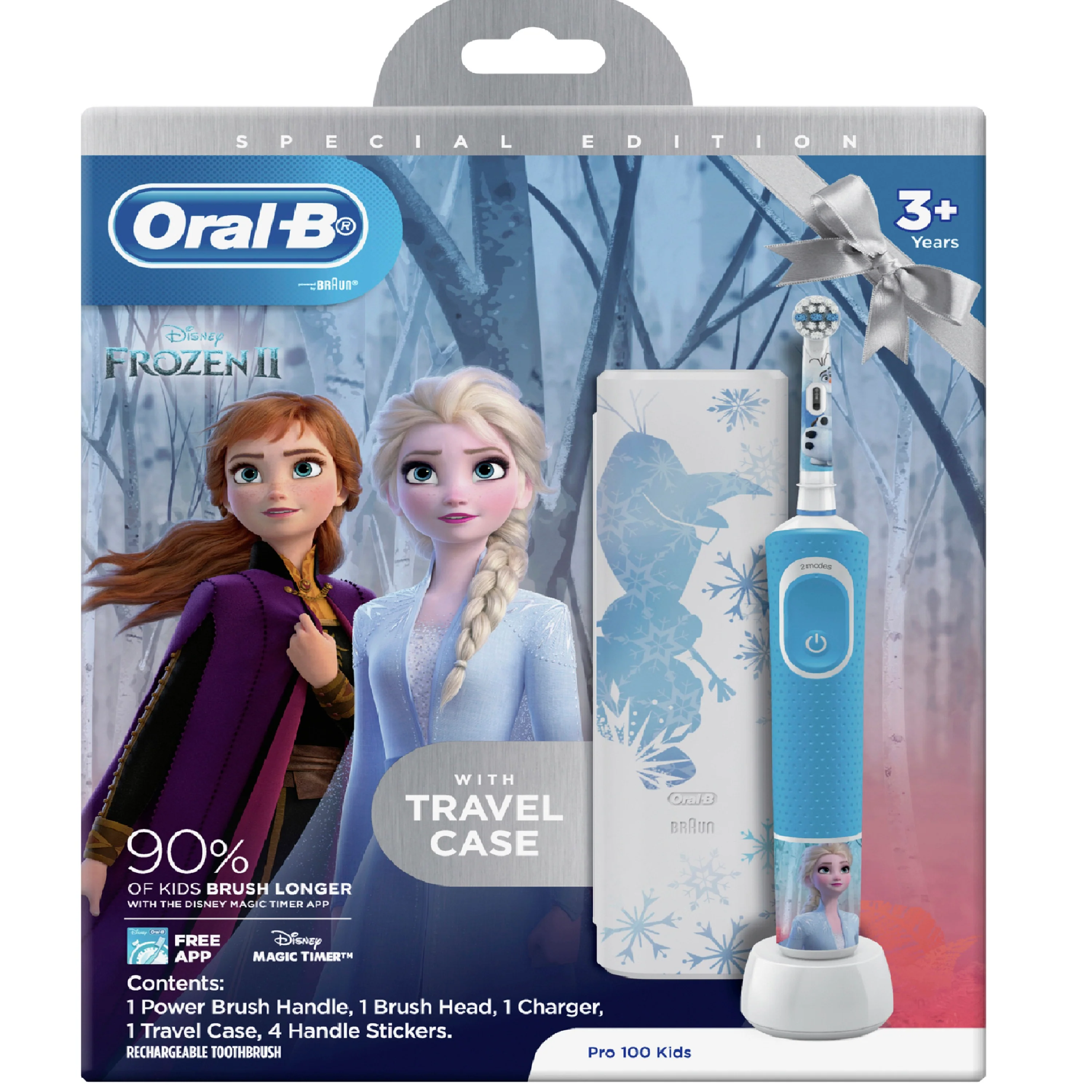 Oral B Pro 100 Kids Electric 3+ Toothbrush Frozen with Travel Case
