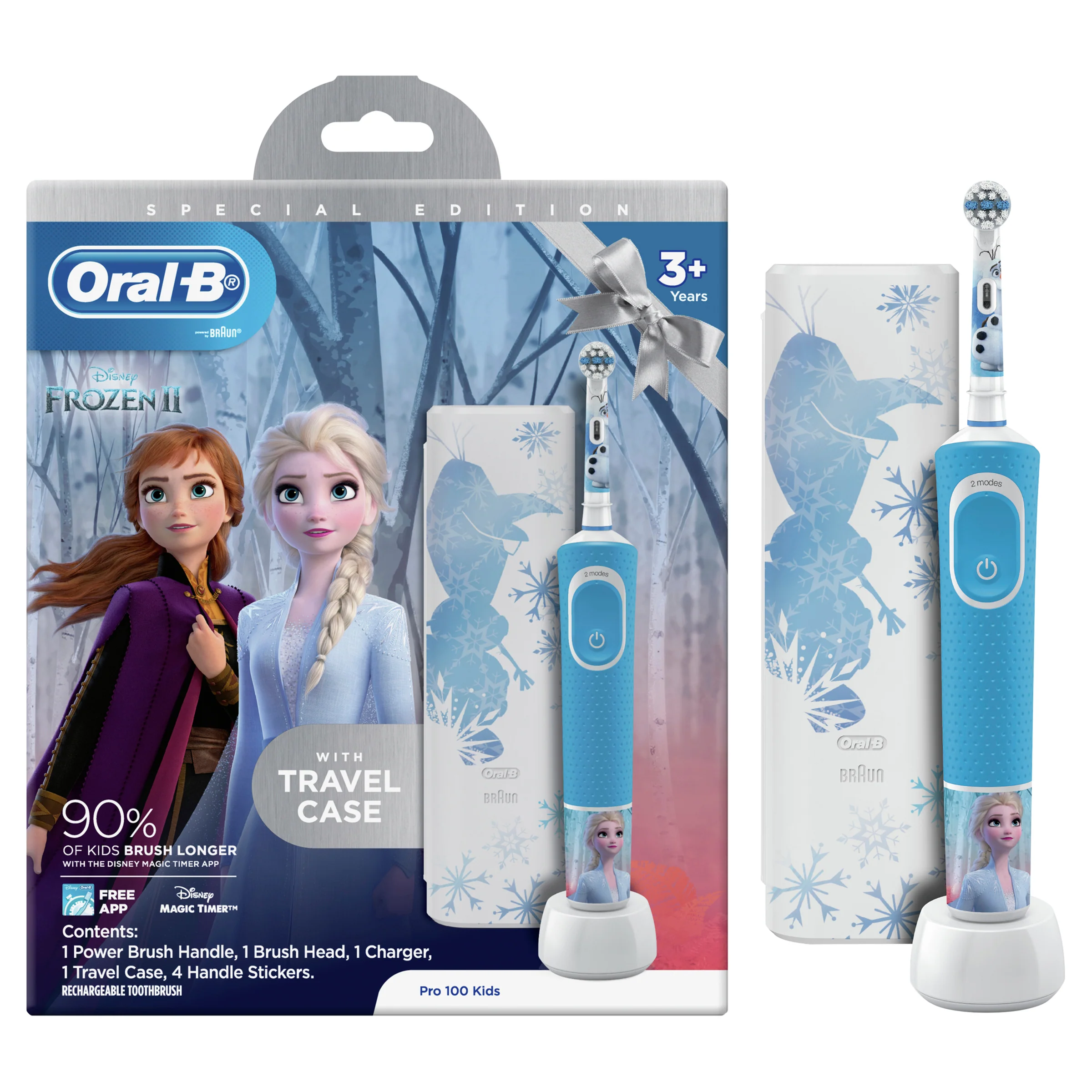 Oral B Pro 100 Kids Electric 3+ Toothbrush Frozen with Travel Case - Image 3