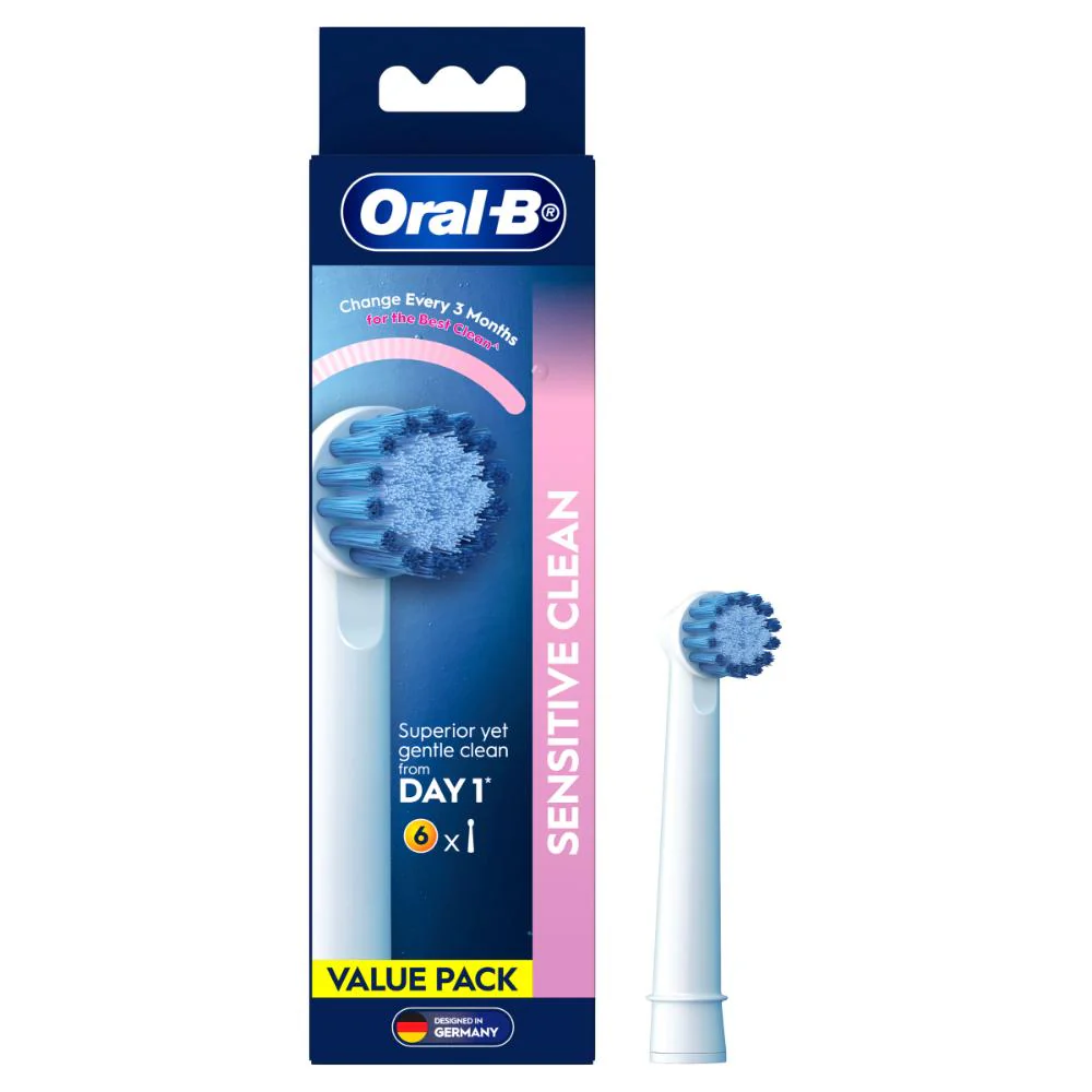 Oral B Sensitive Clean Electric Toothbrush Heads White 6pk - Image 2