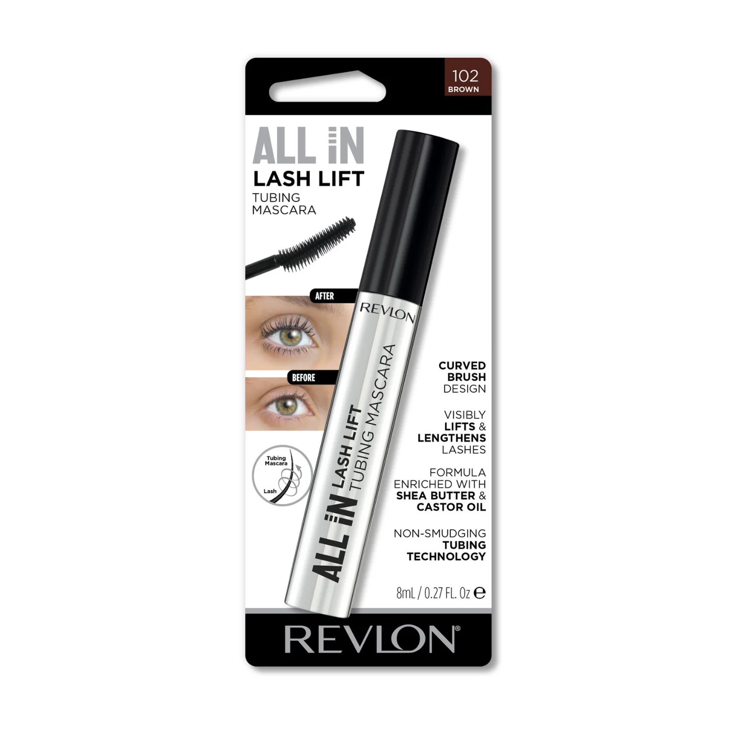 Revlon All In Lash Lift Tubing Mascara Brown 8g