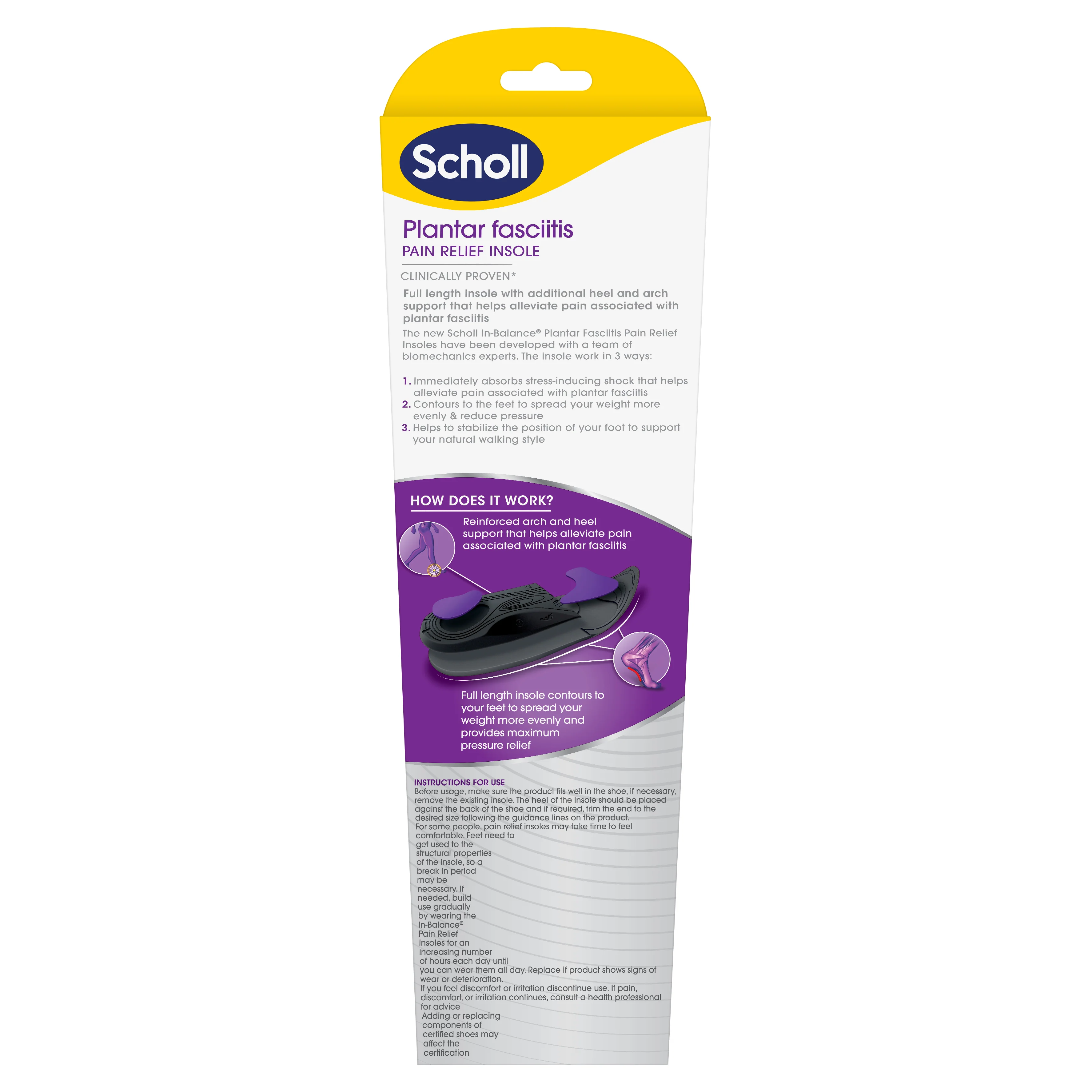 Scholl In-Balance Pain Relief Plantar Fasciitis Orthotics Medium 1ea