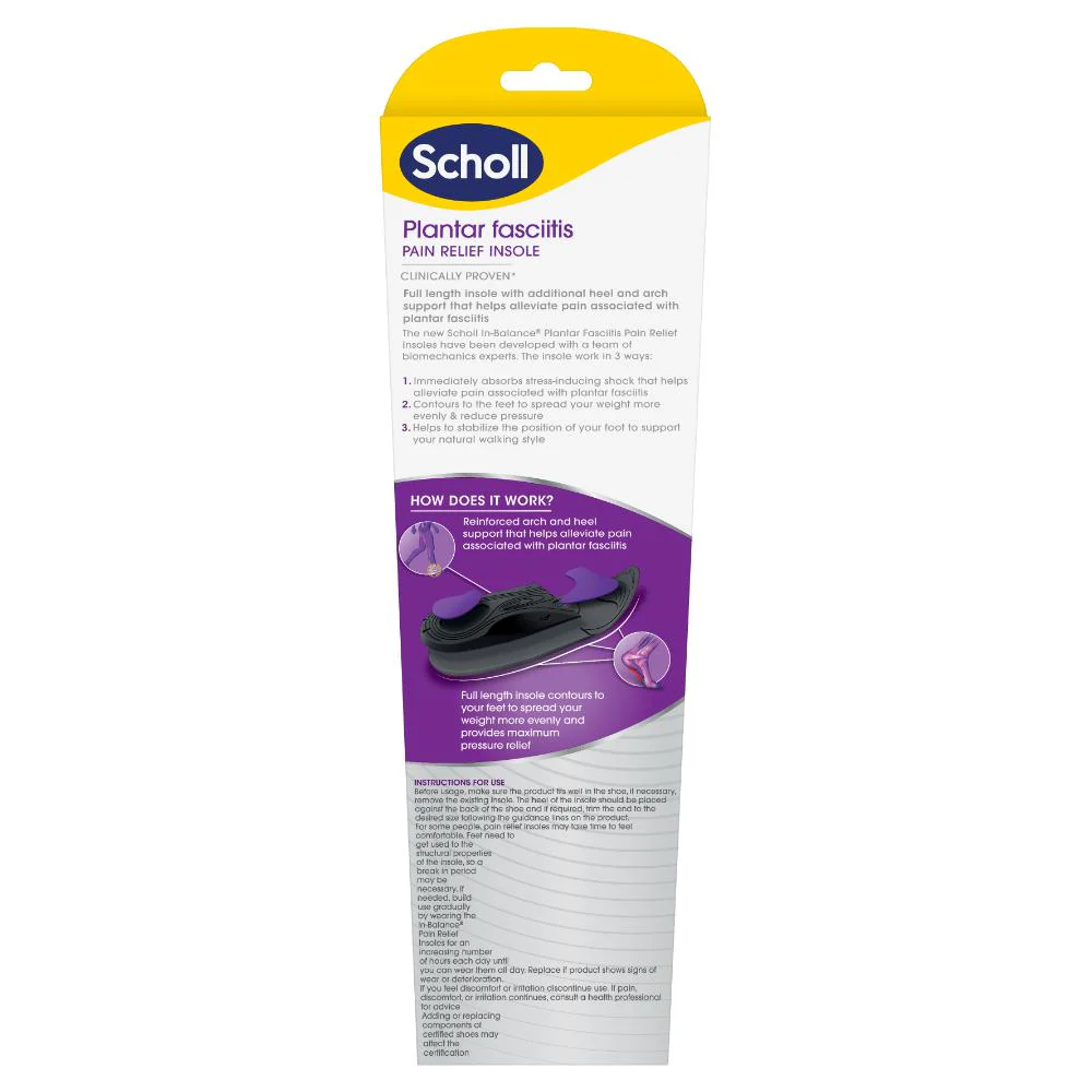 Scholl In-Balance Pain Relief Plantar Fasciitis Orthotics Medium 1ea - Image 4