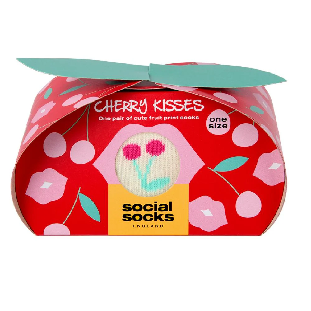 Social Socks England Cherry Kissies Socks 4-7 1pr - Image 2