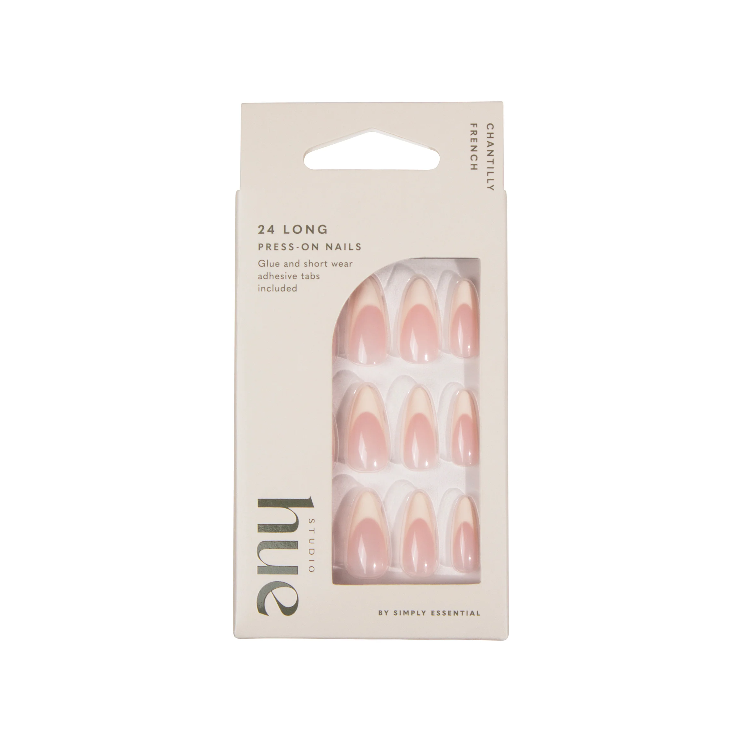 Studio Hue by Simply Essential Press-on Nails Long Stiletto Chantilly French 24s
