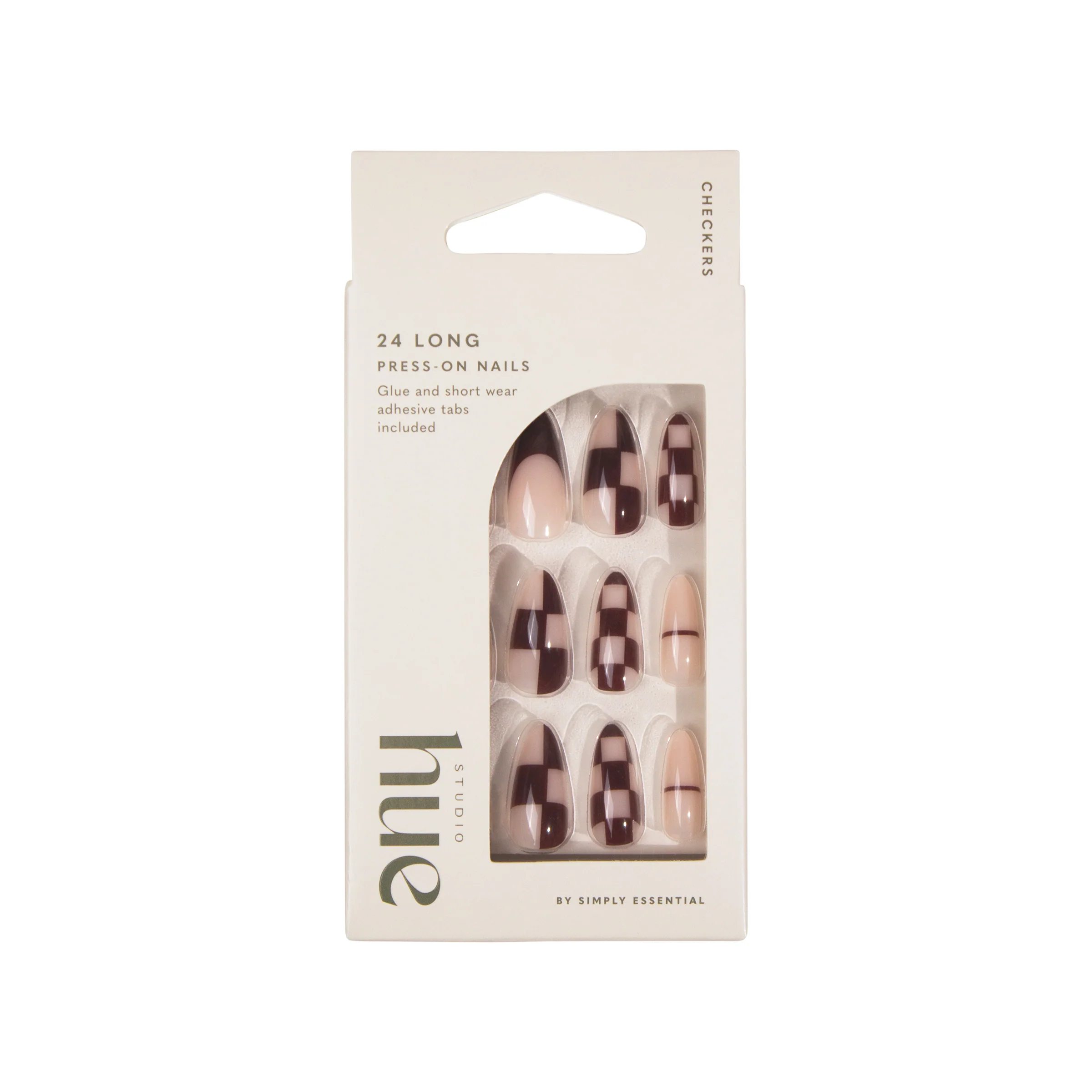 Studio Hue by Simply Essential Press-on Nails Long Stiletto Checkers 24s