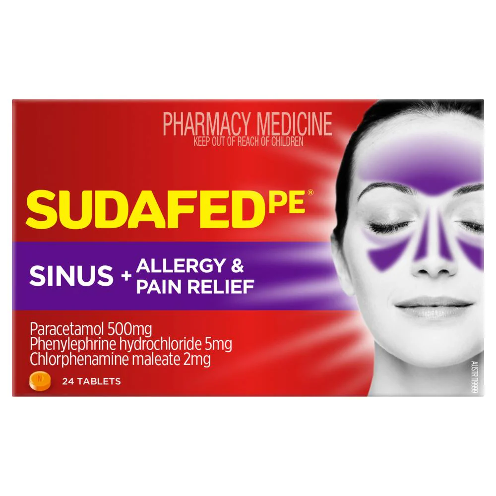 Sudafed PE Sinus Allergy & Pain Relief Tablets 24s - Image 2