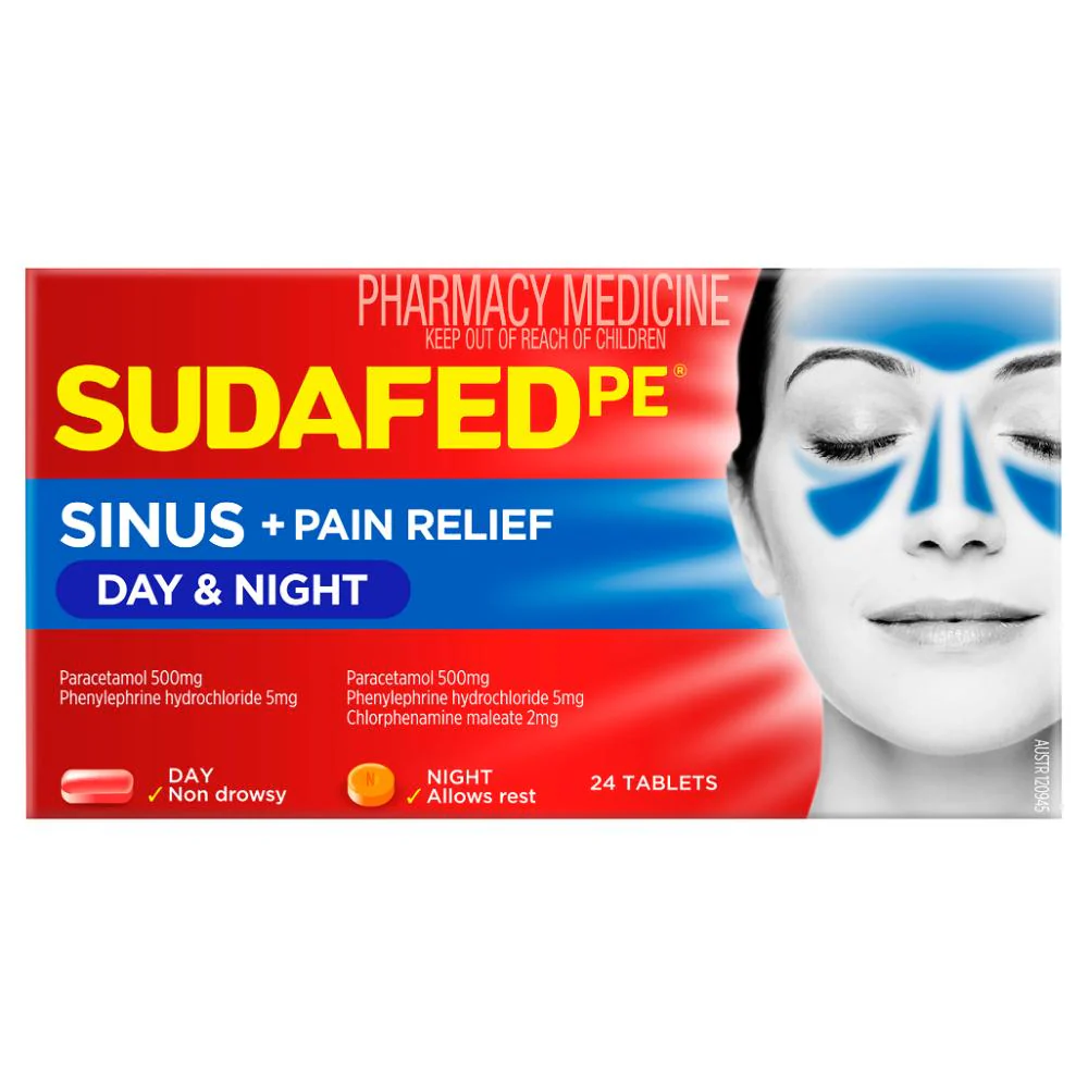 Sudafed PE Sinus + Pain Relief Day & Night Tablets 24pk - Image 4