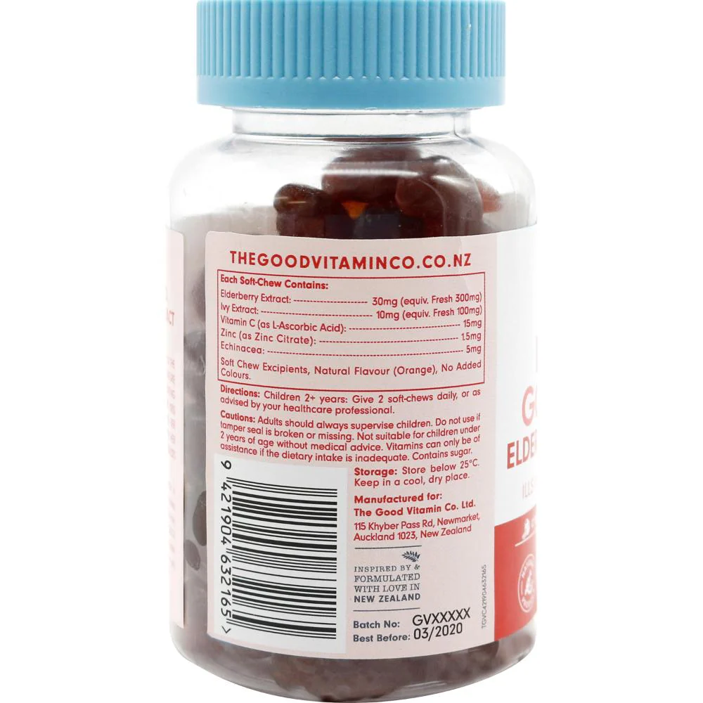 The Good Vitamin Co Kids Good Elderberry + Ivy Extract Ills And Chills Soft-Chews 90s - Image 2