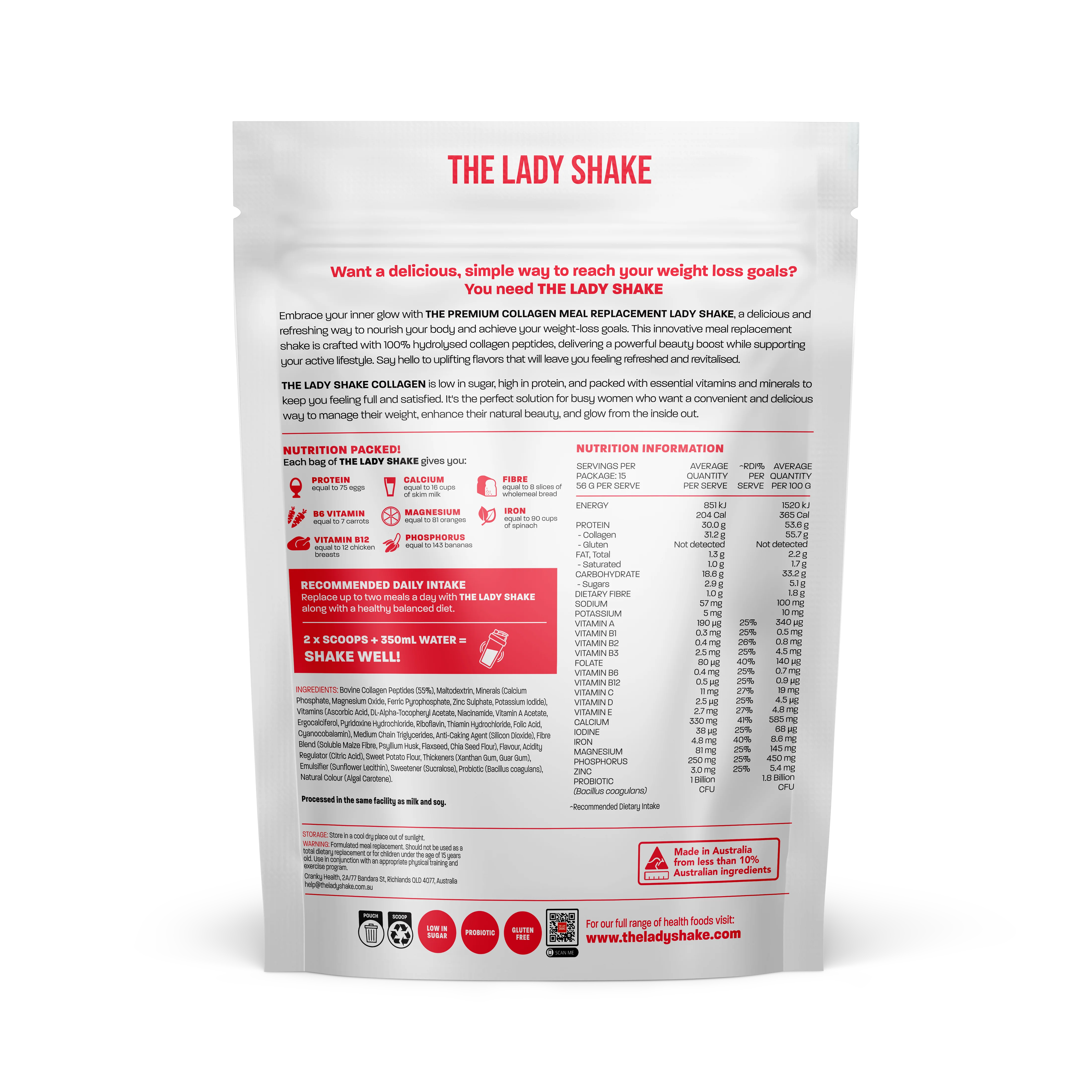 The Lady Shake Collagen Pina Colada 840g - Image 3