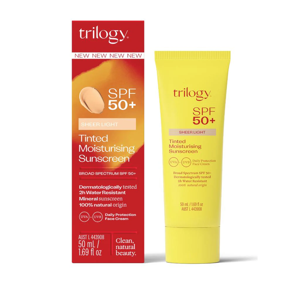 Trilogy SPF50+ Sheer Tinted Moisturising Sunscreen Light 50ml