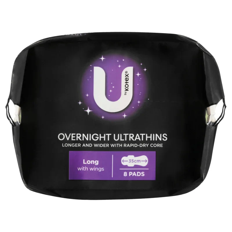 U By Kotex Pads Ultra Thin Long Wings Overnight 8pk - Image 3